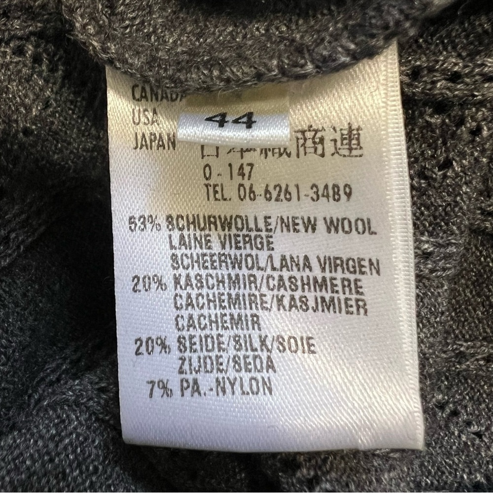 Escada Vtg Wide Ribbed V Neck Embellish Gray Knit Cardigan Sweater Y2K Soft M - Picture 8 of 13